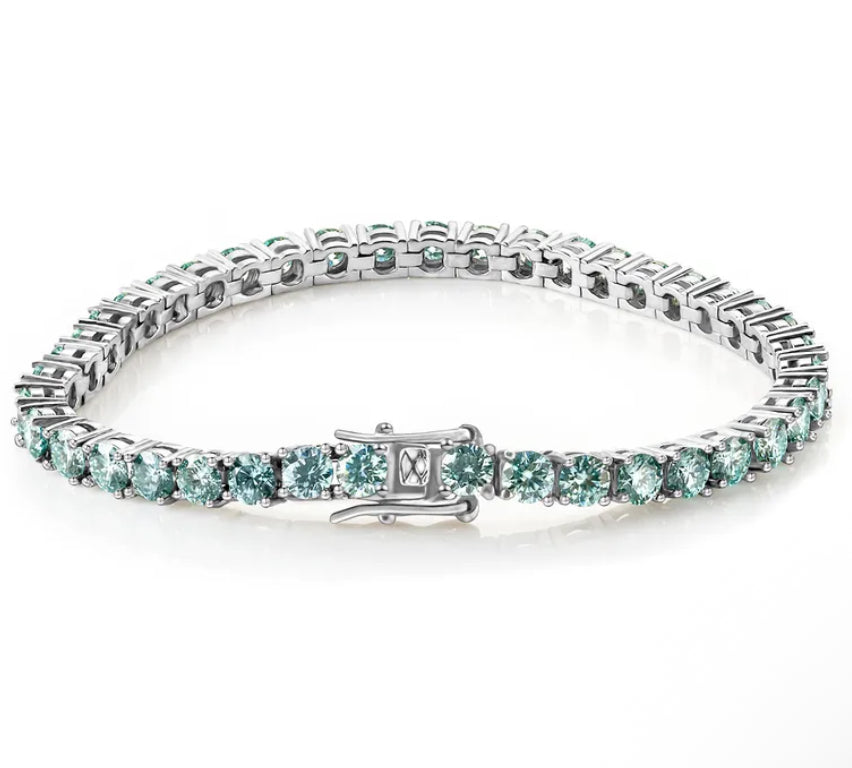 Pulsera tennis con moissanitas verdes
