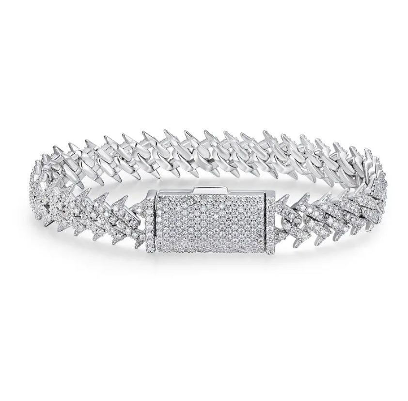 CUBAN BRACELET SPIKES MOISSANITE
