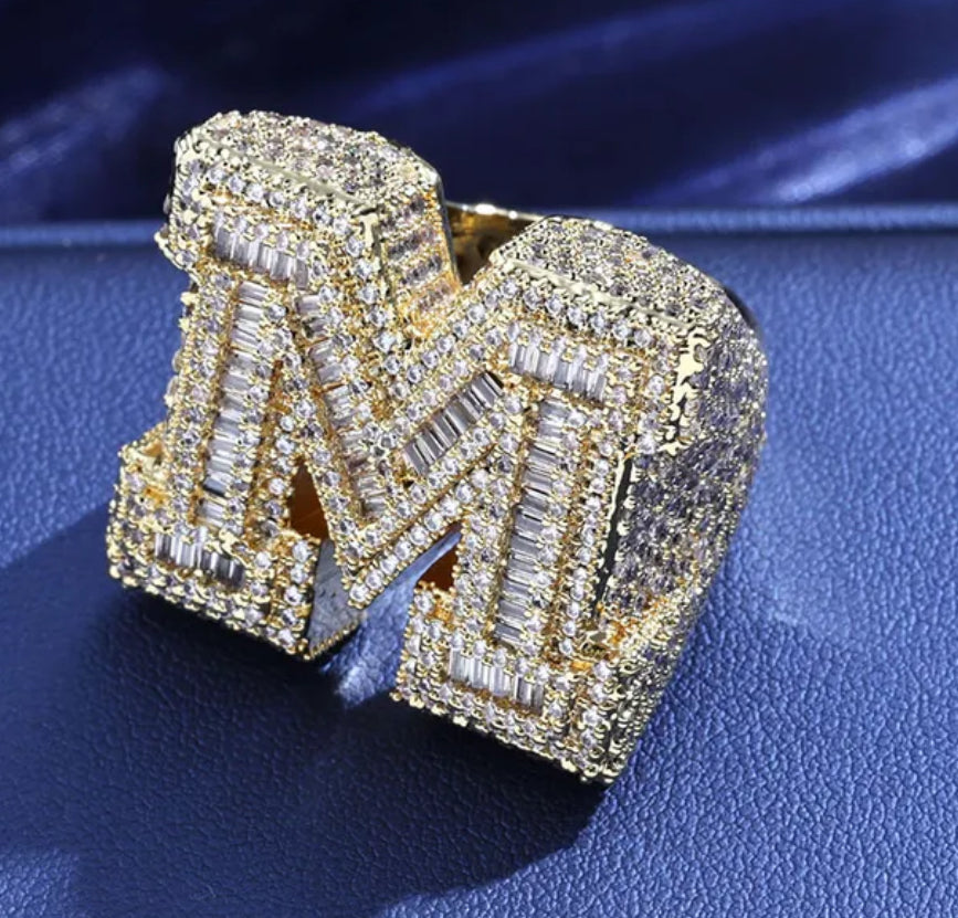 Anillo personalizado plata con moissanitas (A-Z)