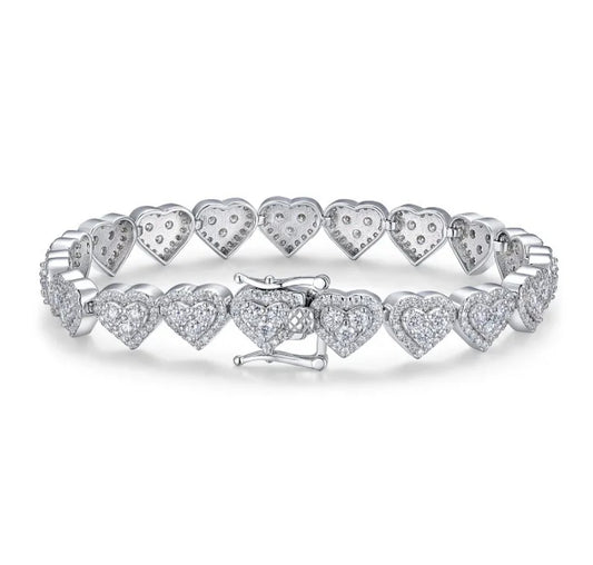 Pulsera corazón plata con moissanitas