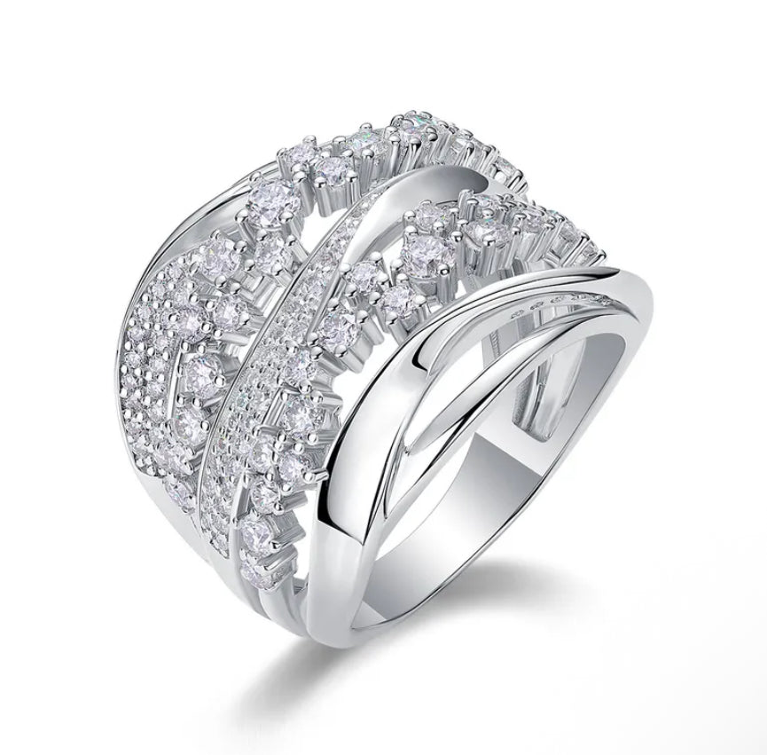 Anillo plata con moissanitas