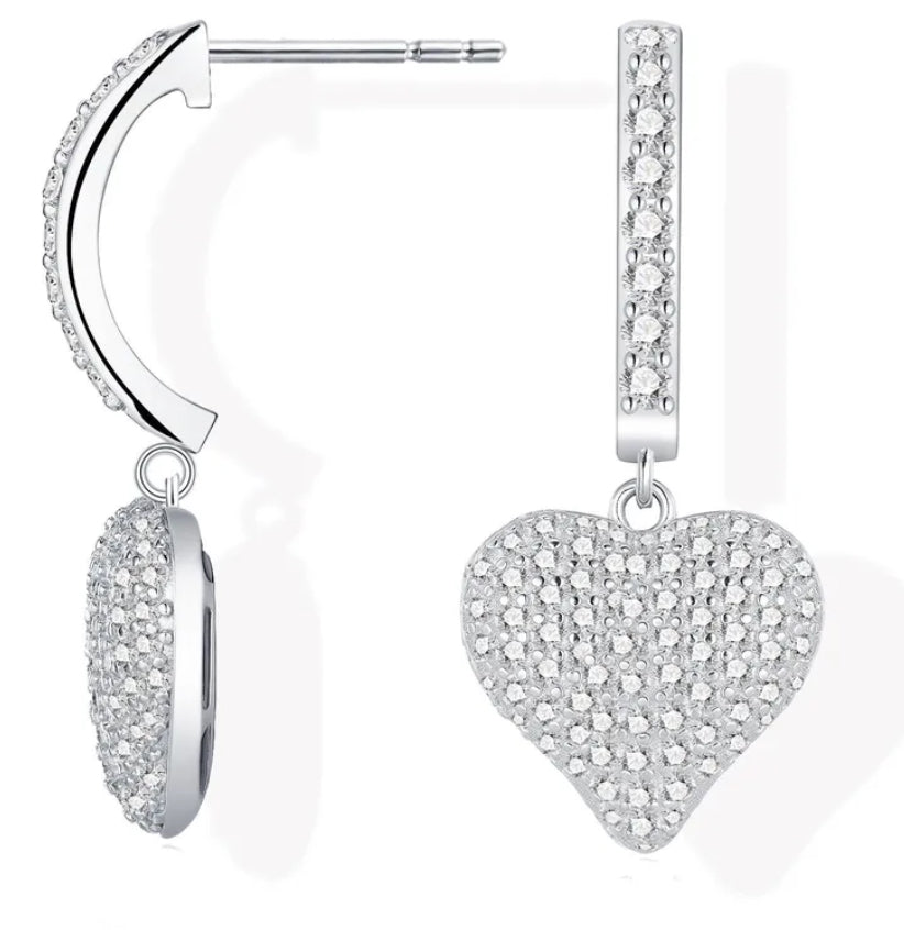 Aretes corazón moissanita