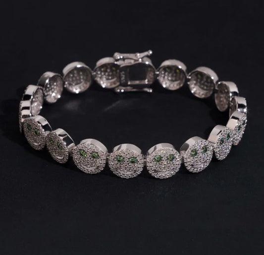 Pulsera smiley plata con moissanitas