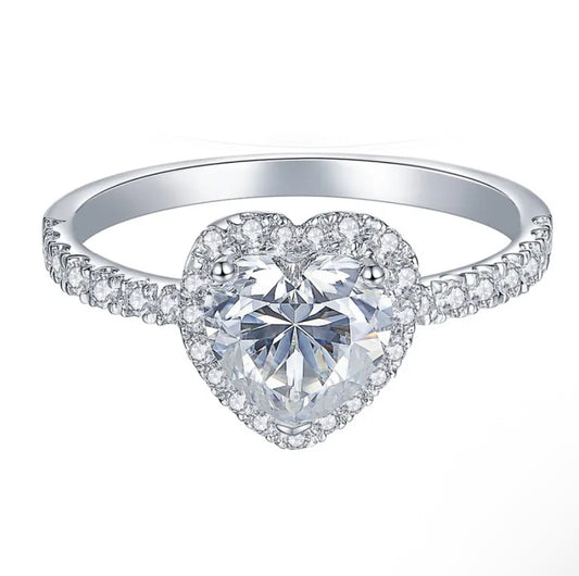 Anillo compromiso de plata con moissanitas