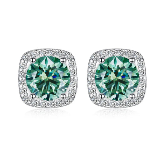 1ct ROUND GREEN EARRINGS MOISSANITE