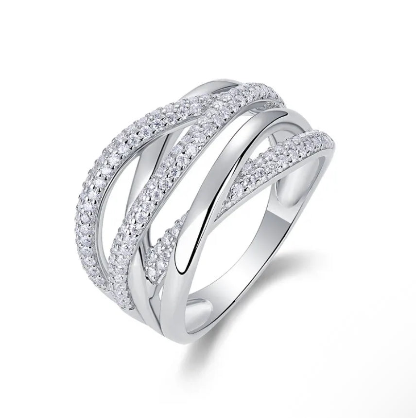 Anillo plata con moissanitas