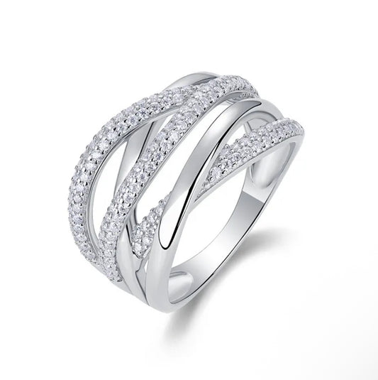 Anillo plata con moissanitas