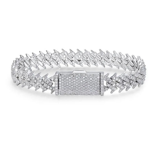 CUBAN BRACELET SPIKES MOISSANITE
