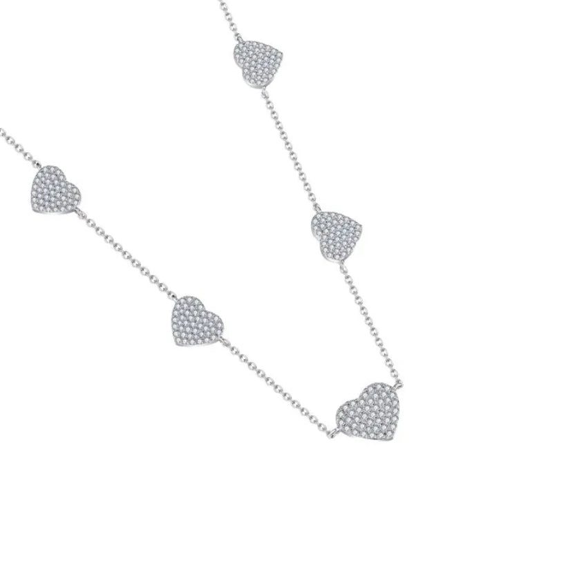 Collar corazones con moissanitas