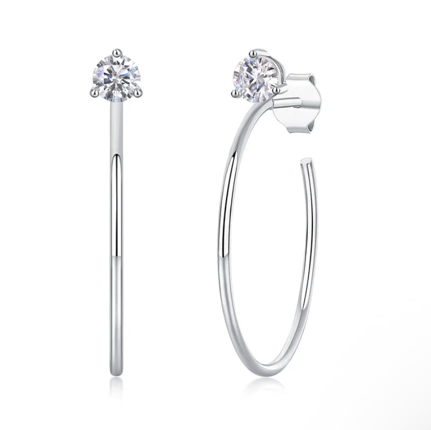 Aretes con piedra central moissanita